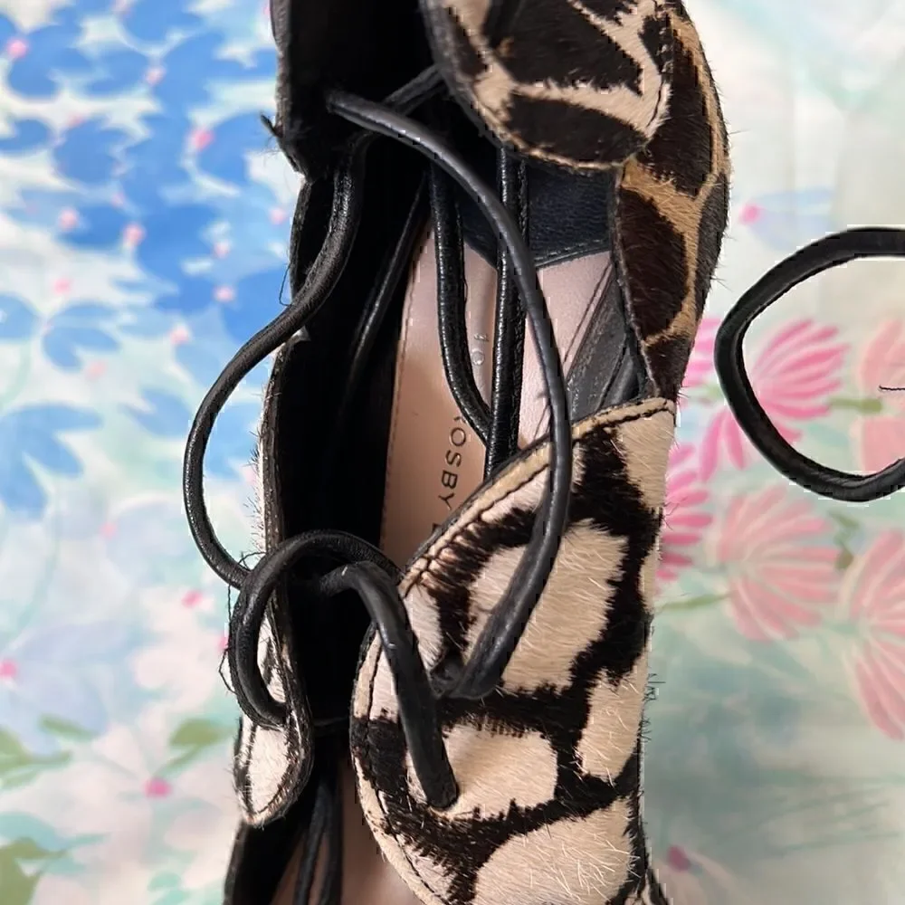 10 Crosby Derek Lam Animal Print Hair On Lace Up Heels 6